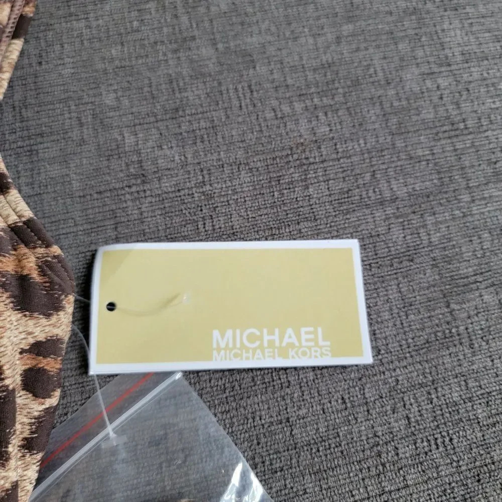 Michael Kors Women's Tan & Brown Leopard Print One Shoulder Swimsuit Size 8 - Picture 7 of 16